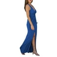 thumbnail image 2 of Franhais Women's Long Maxi Dress Skinny Solid Color Sleeveless V Neck Split Knotted Dress for Evening Party, 2 of 4