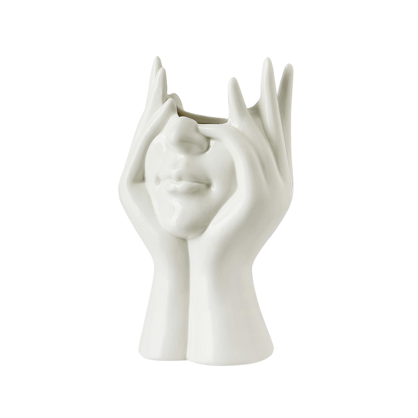 Musuos Nordic Flower Vase, Human Face Art Vase Modern Sculpture White