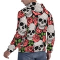 thumbnail image 6 of Naloa Skull and Roses Men's Casual Hooded Collar Drawstring Hoodies Pullover Sweatshirts Casual Long Sleeve Shirts-3X-Large, 6 of 7