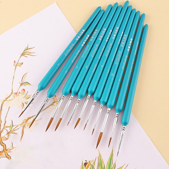 RKSTN painting brush Eleven Fine Arts Wolf Hair Scrolling Pens, Gouache Oil Painting, Digital Watercolor Handdrawn Brushes, Fine Pen Set