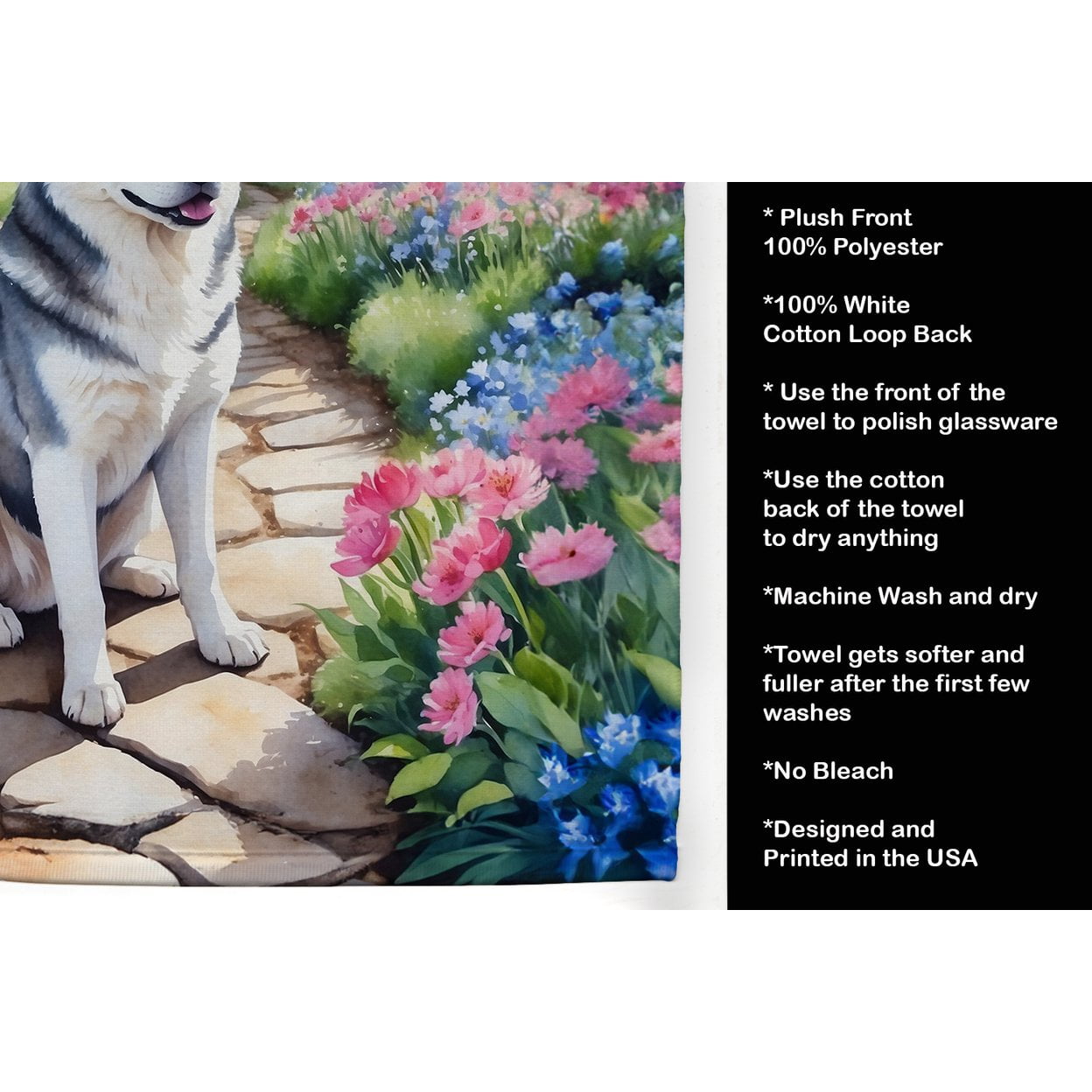 Siberian Husky Spring Path Kitchen Towel