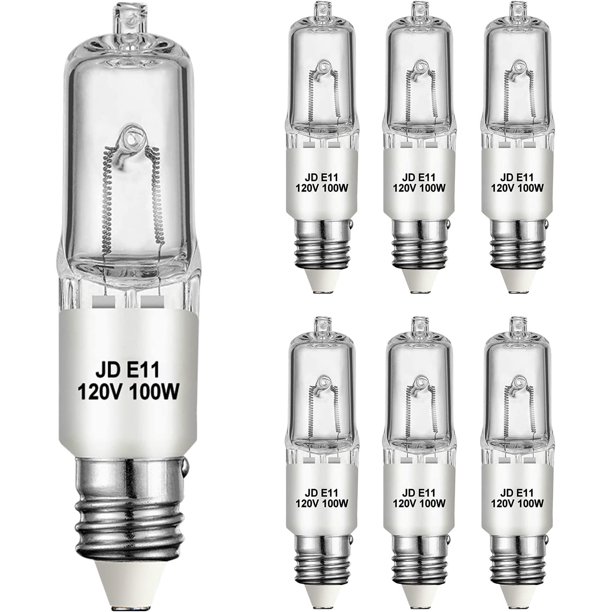 E11 Bulb, 6 Pack JDE11 120V 100W Halogen Light Bulb, Dimmable JDE11