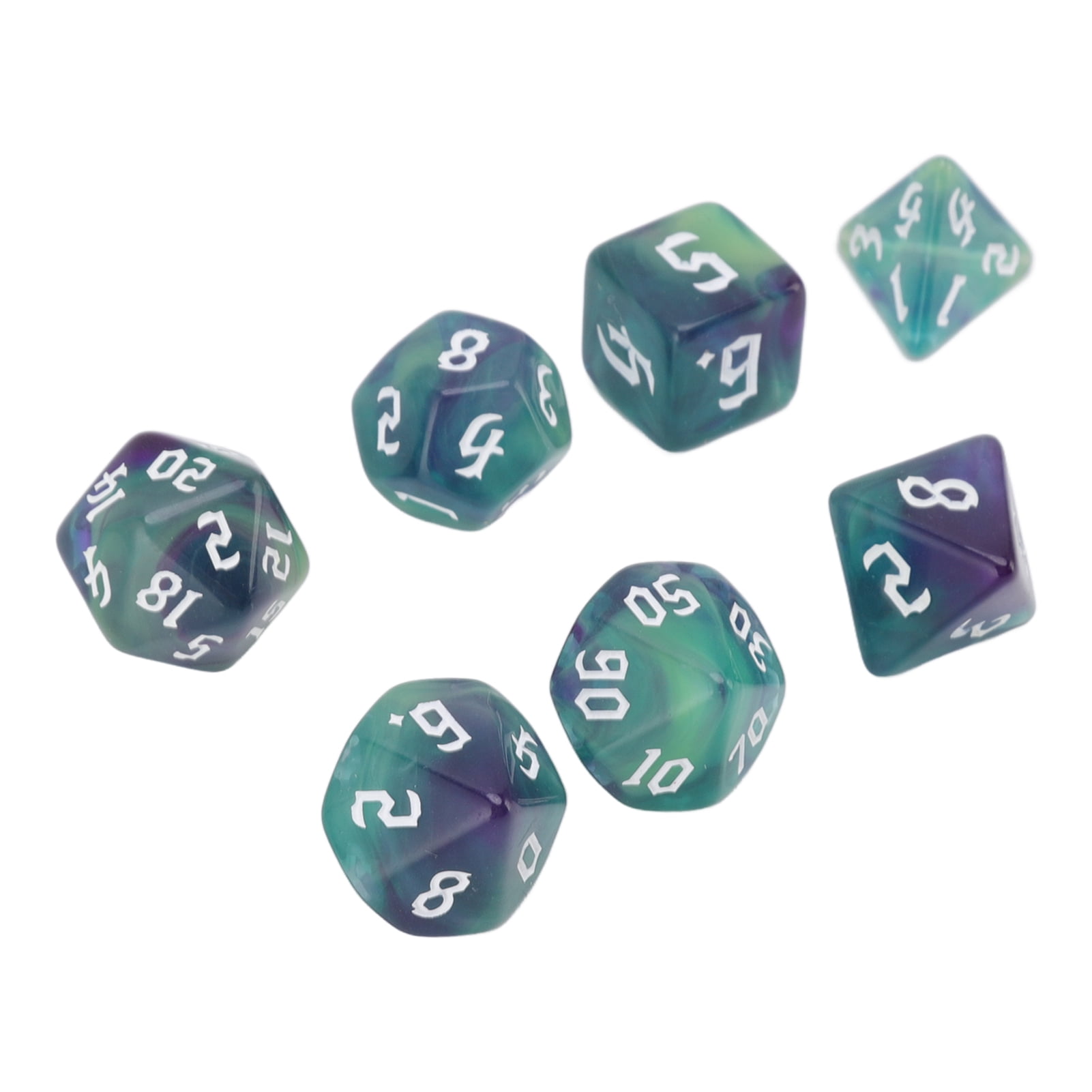 Gaming Dice, Acrylic 7 Pieces Random Easy To Roll Waterproof Polyhedral