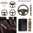 thumbnail image 4 of Yuyamidu Cow Print Car Seat Covers Full Set Sunflower Steering Wheel Cover Seat Belt Pad Cover Cup Holders Lip Gloss Holder Keychain Wristlet Strap Car Decoration, 12 PCS, 4 of 6