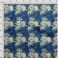 thumbnail image 3 of oneOone Viscose Jersey Royal Blue Fabric Flower & Leaves Watercolor Dress Material Fabric Print Fabric By The Yard 60 Inch Wide, 3 of 5