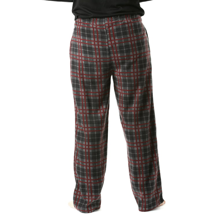 followme Microfleece Men's Buffalo Plaid Pajama Pants with Pockets (Red,  Grey & Black Plaid, XX-Large) 