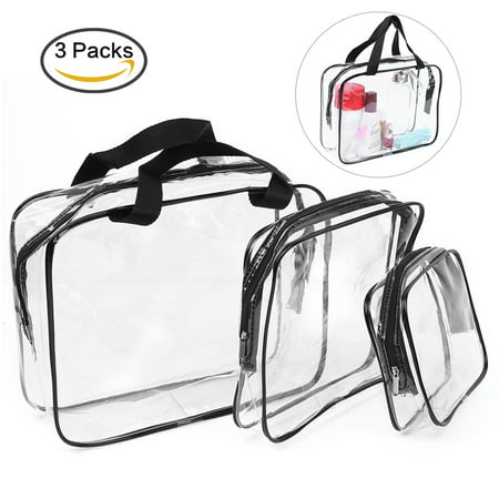 3 in 1 Clear PVC Cosmetic Bags Storage Bag Waterproof Transparent Travel Makeup Bags Clear Toiletry Cases with Zipper Closure and Handle