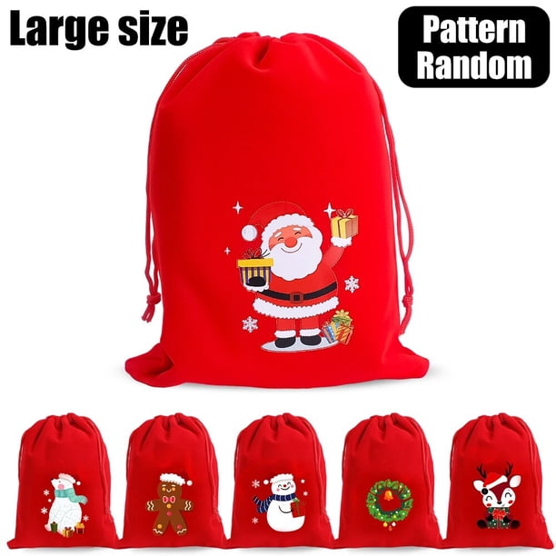 Bolsas de terciopelo con cordón de tela para embalaje de joyería, bolsa de regalo de dulces, pulseras bonitas, Feliz Navidad, Año Nuevo, 5/1 piezas, 2024