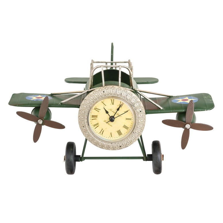 Adorno Metal Reloj Avion 26X17X14 Cm