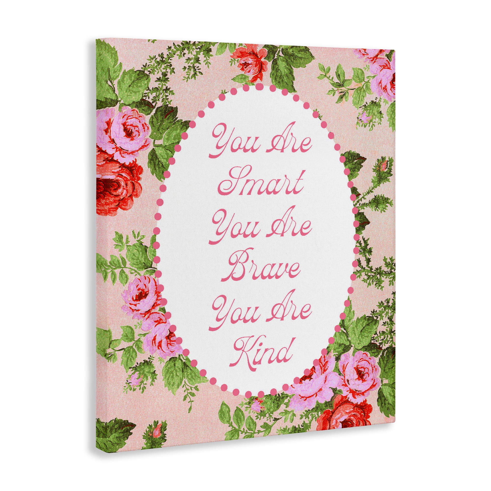 Stupell Industries Smart Brave & Kind with Vintage Florals Canvas Wall Art, design by Lil' Rue