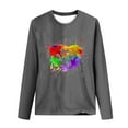 thumbnail image 4 of Women's Graphic Long Sleeve Tops Funny Print Crew Neck Casual Loose Sweatshirts Valentine Day Tee Gift to Ladies(Gray,L), 4 of 5