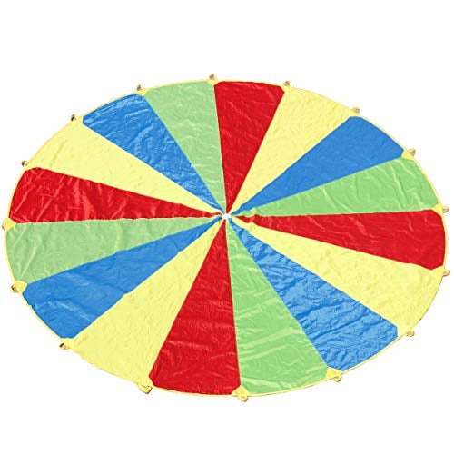 Sonyabecca Parachute, Play Parachute 24ft with 16 Handles for Kids Cooperation Group Play