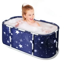 ZNNT 47in Large Portable Folding Bathtub, Hot & Ice Soaking Bath Tub, Starry Blue