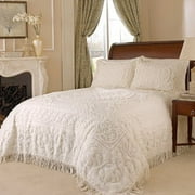 Beatrice Home Fashions Medallion Chenille Bedspread, King, Ivory