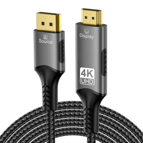 4K DisplayPort to HDMI Cable [UHD, Metal Case, Nylon Cable] 6FT Unidirectional Display Port 1.4 Source to HDMI 2.1 Screen, DP to HDMI Compatible for Computer, NVIDIA, AMD, Dell, Lenovo, Monitor