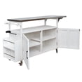 thumbnail image 6 of Harper & Bright Designs Outdoor Extendable Kitchen Island with Wheels, Patio Kitchen Cart with Foldable Stainless Steel Top, Portable Prep Station with Storage Cabinet and Towel Rack, White, 6 of 19