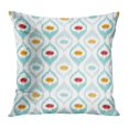 thumbnail image 1 of BOSDECO Housse de Coussin Motif Géométrique Uzbek Imitation Ikat Tapis Turquoise Jaune Menthe Orange et Rouge 20x20 Pouces, 1 of 1