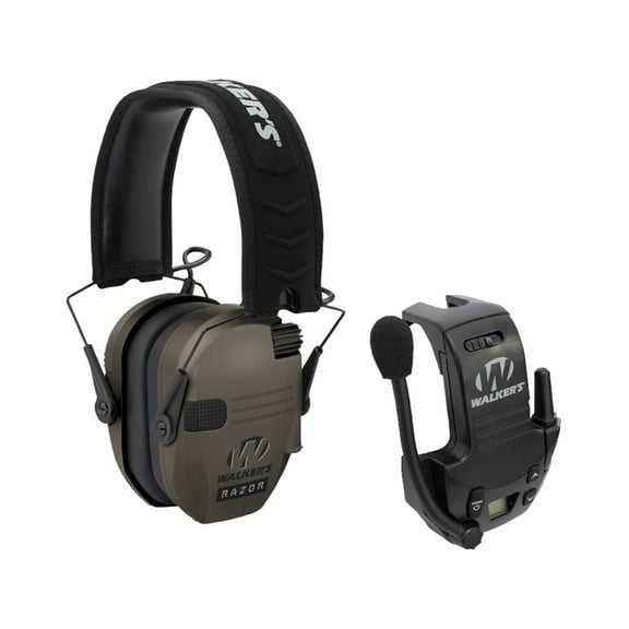Walker's Razor Slim Low Profile Electronic Ear Muffs Flat Dark Earth with Free Walkie Talkie