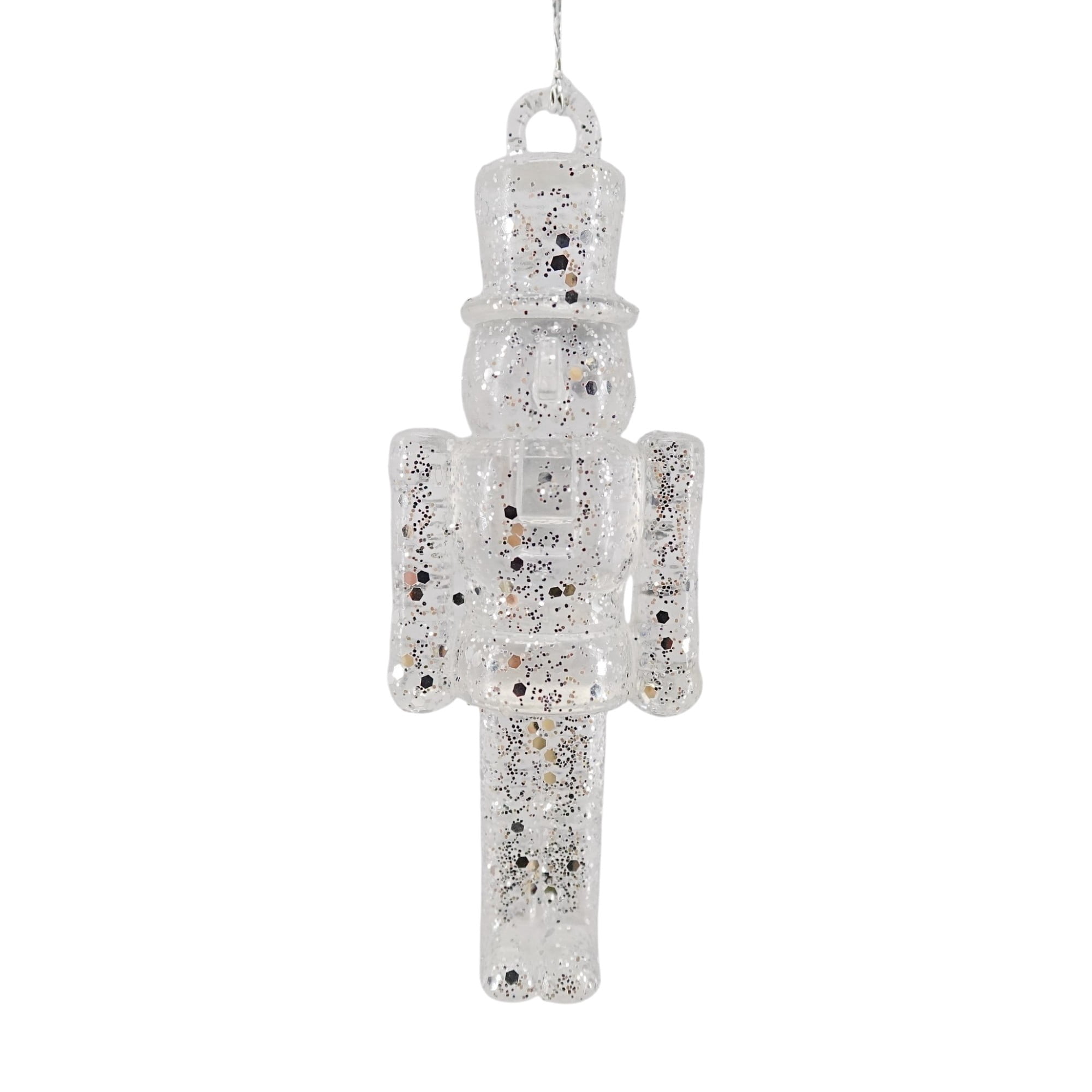 4-Count Gold and Silver Glitter Transparent Nutcracker Mini Christmas Ornaments, 2.8", by Holiday Time