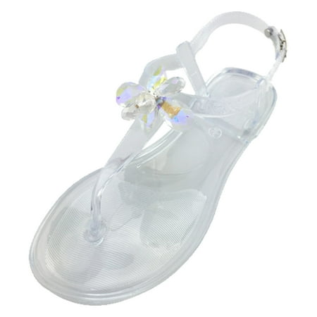 

〖Yilirongyumm〗 Clear 41 Sandals Women Toe Strap Round Sandals Rhinestone Women s Buckle Fashion Casual Flats Shoes Women s Sandals