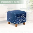 thumbnail image 3 of SCRAWLGOD Floral Print Navy Blue Ottoman Cover Square Storage Ottoman Slipcover Thick Stretchable Footrest Stool Covers with Elastic Band for Pets, Machine Washable, 3 of 7