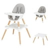 Ktaxon 5-in-1 Baby High Chair Infant Wooden Convertible Chair w/5-Point Seat Belt Gray