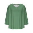 thumbnail image 4 of Loopsun Womens Tops Plus Size, Womens 3/4 Sleeve T Shirts, Women's Fashion Casual Solid 3/4 Sleeve Round Neck Pullover Top Army Green L, 4 of 5