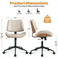 thumbnail image 6 of Home Office Chair with Wheels, Adjustable Height and 360° Swivel Armless Desk Chair, Modern PU Leather Mid-Back Computer Chair for Office Living Room Bedroom, Beige, 6 of 8