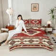 thumbnail image 6 of Manfei Maroon Bohemian Aztec Full Size Comforter Sets, Vintage Brown Triangle Bedding Comforter Set, Teen Kid Adult Reversible Bedding Sets, Lightweight Room Decor, 3 Pieces, 6 of 9