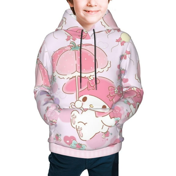 My Melody Kids' Hoodie 3D Print Sweatshirt Soft Pullover Hooded with Big Pockets Fans Gifts for Boys or Girls Small