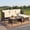 Brown/Beige-5 Piece, variant on OMNIBERG 5 Pieces Patio Furniture Sets All Weather Outdoor Sectional Patio Sofa Manual Weaving Wicker Rattan Patio Seating Sofas with Cushion and Glass Table