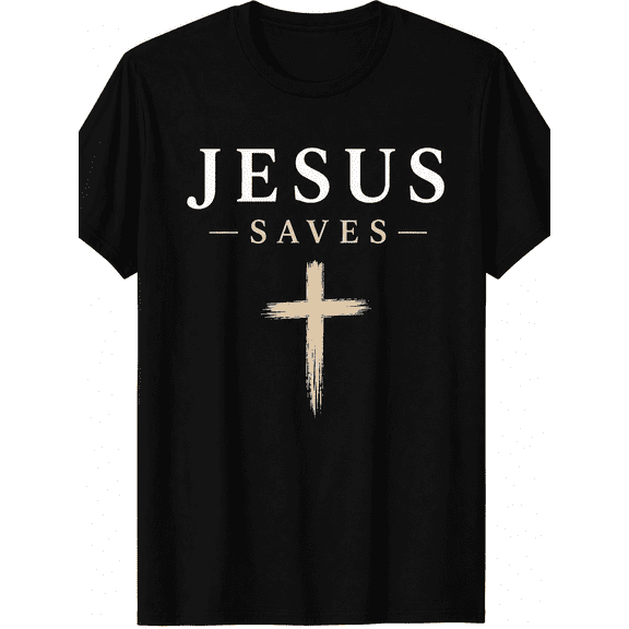 Jesus Saves Christian Cross T-Shirt for Men Women | Minimalist Faith Graphic Religious Tee Gift