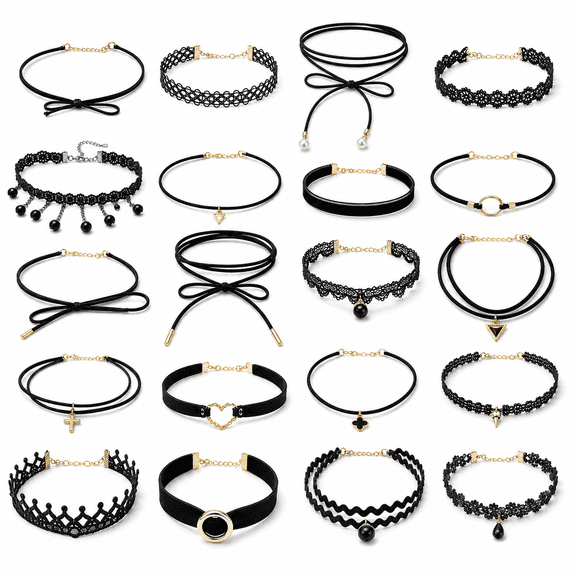 Choker Necklace for Women Velvet Black Choker Chain Lace Choker Necklace 20 Pcs