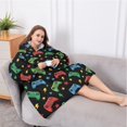 thumbnail image 5 of Oversized Wearable Blanket Hoodie,Colorful Controllers Games Icons Black Pattern Sherpa Blanket Hoodie with Super Pockets,Super Warm Fuzzy Pullover for Women & Men, 5 of 6