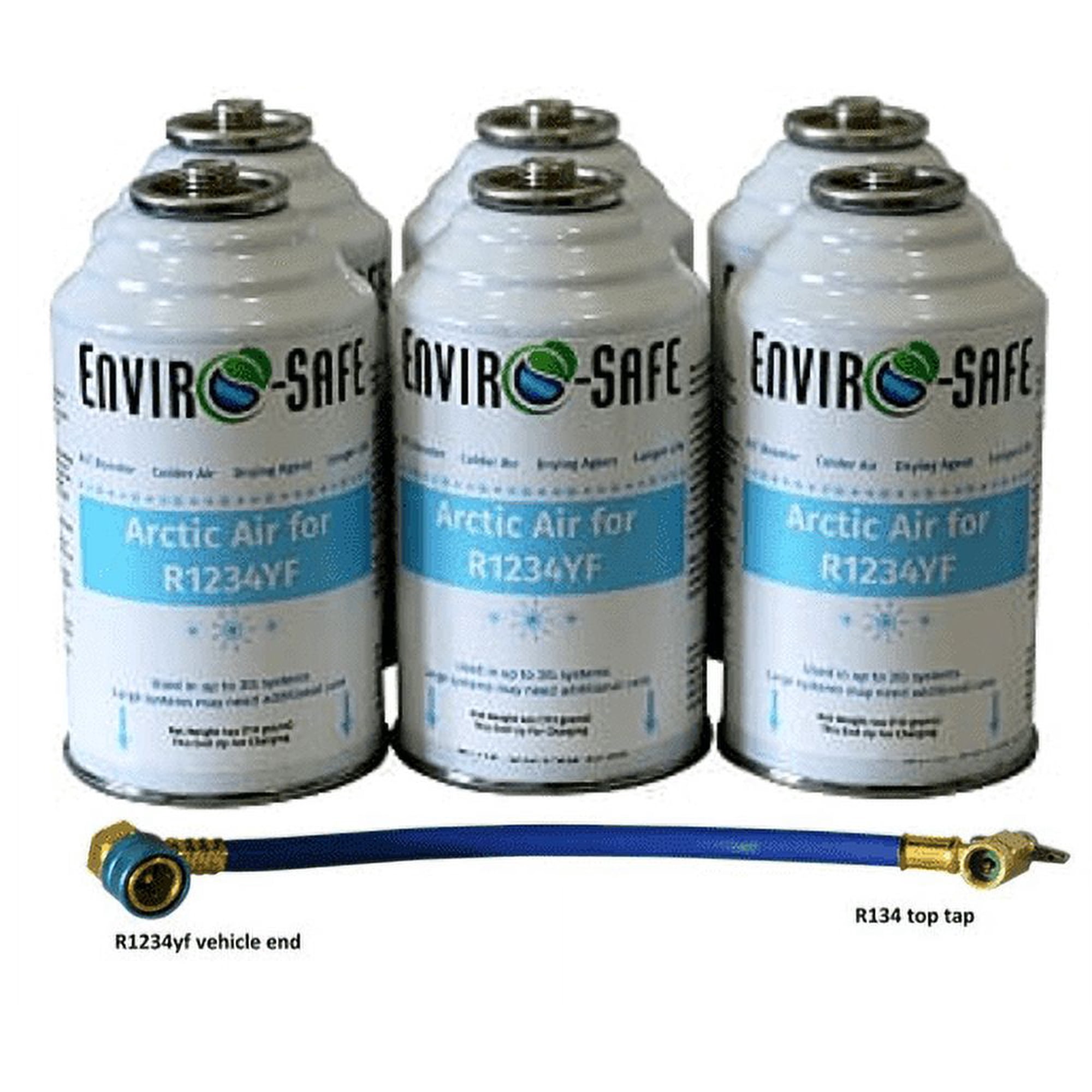 Arctic Air for R1234yf for Automotive Air Conditioning Systems, 6 Cans and Brass Hose, R-1234yf, R1234