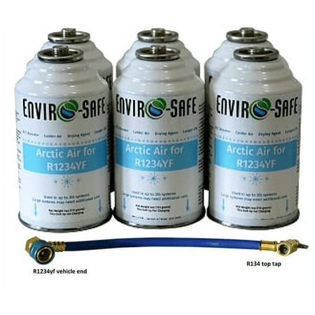 Arctic Air for R1234yf for Automotive Air Conditioning Systems, 6 Cans and Brass Hose, R-1234yf, R1234