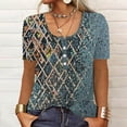 thumbnail image 2 of Pompotops Mode Femme Été Manches Évasées Trois Quarts Dentelle Florale Blouse de Bureau, 2 of 6