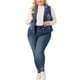 thumbnail image 2 of Chaleco de mezclilla sin mangas Agnes Orinda Plus Size para mujeres, chalecos clásicos de solapa, chaquetas de chambray, azul oscuro 3X, 2 of 6
