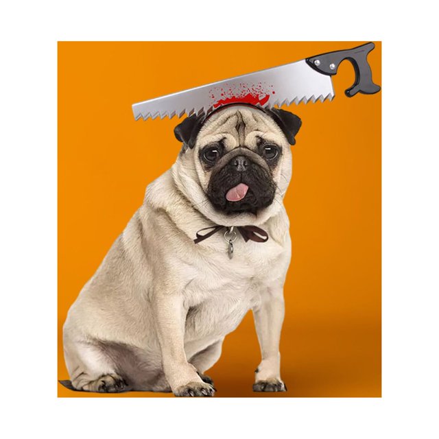 Fiudx Acentos De Decoración Del Hogar Accesorios De Halloween Espeluznante Halloween Falo Pug Perro tocado Divertido Chopper Sierra Hacha Martillo Vestir Liquidación De Ahorros De Verano