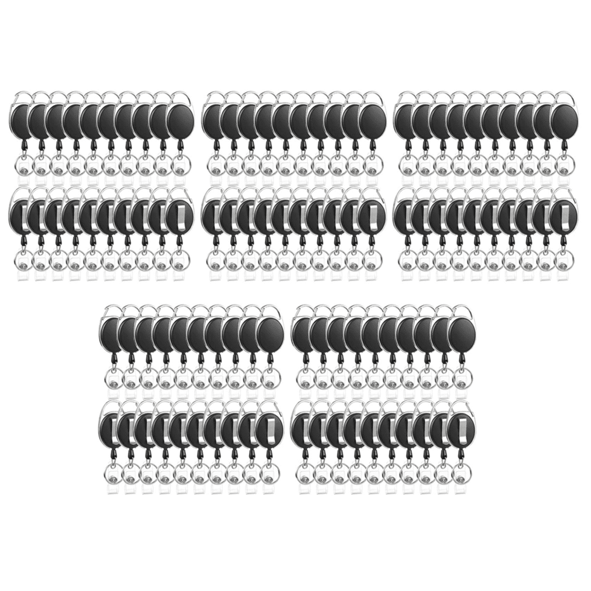 100 Pack Badge Reels Retractable ID Badge Holder with Carabiner Heavy Duty Badge Reel Clip and Key Chain for Work