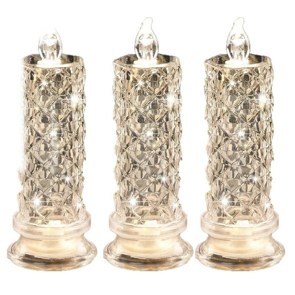 Rose Shadow LED Flameless Candles,2/3PCS Romantic Battery Operated Candles Led Pillar Candles for Valentines Proposal Anniversary Wedding Christmas Decorations