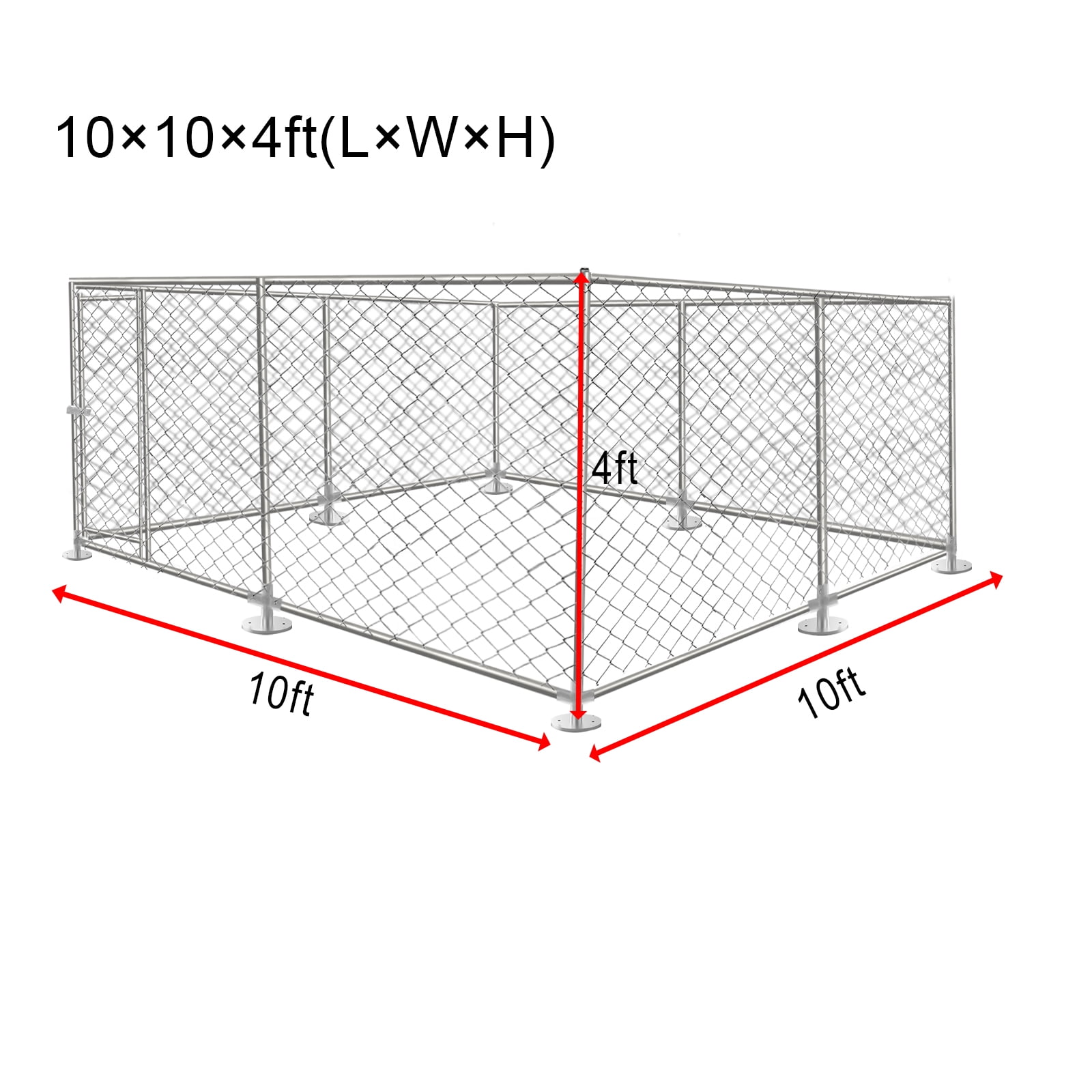 10 x 10ft Outdoor Dog Kennel Large Metal Chain Link Kennel Cage Dog Run for Backyard Pet Playpen Enclosure Lockable