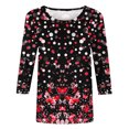 thumbnail image 4 of CYMMPU Tunic Tops 3/4 Sleeve Loose Fit Spring Tops Floral Pattern Crew Neck Fall Trendy Shirts Blouses for Women Dressy Casual Lightweight Basic Tees Multicolor XXL, 4 of 5
