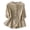 Khaki, variant on Womens Summer 3/4 Sleeves Blouses Solid Color Button down Shirts for Thin Loose Comfy Korean Style Round Neck Elegant Top with Pocket and Open Front Design Red M