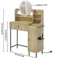 thumbnail image 3 of Modern Makeup Vanity Desk with Mirror and Light, Fluted Vanity Table with Drawer and Cabinet, Dresser with Hairdryer Holder & Power Outlet & Shelves, 3 Lighting Modes, for Bedroom, 3 of 9
