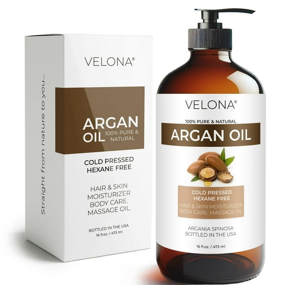 Aceite de argán velona, botella de vidrio de 473 ml, 100% puro y natural