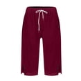 thumbnail image 6 of Resicozy Capri Pants for Women 2026 Knee Length Cotton Linen Capris Summer Straight Leg Loose Beach Bermuda Shorts with Pockets Wine 5XL, 6 of 7