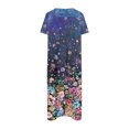 thumbnail image 5 of ICHUANYI Clearance Women's Summer Casual Floral Print Short Sleeved Round Neck Dress(Blue, M) ICHUANYI WER2023080903420, 5 of 5
