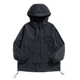 thumbnail image 2 of Unisex Hiking Jackets Windbreaker, Camping Trekking Fishing Rain Jackets Sun Protection Coats Lightweight Cardigans for Women Men, Rain Jacket Hooded Windbreaker with Pocket for Outdoor Black M, 2 of 5
