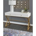 thumbnail image 2 of Riverbay Furniture Modern 2-Drawer Wood/Metal Desk in White/Gold, 2 of 17